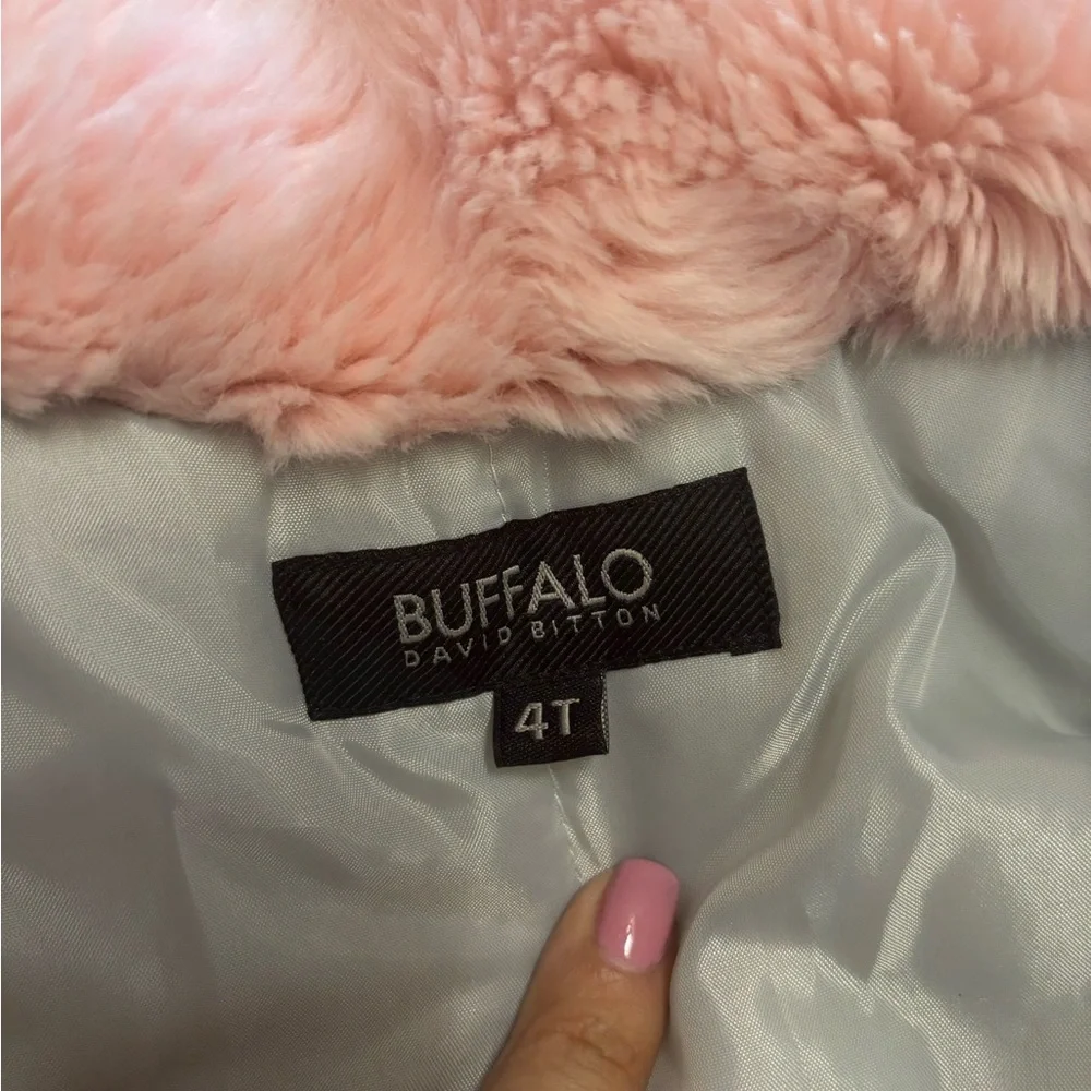 Buffalo David Bitton Metallic Silver Puff Jacket with Pink Collar‎